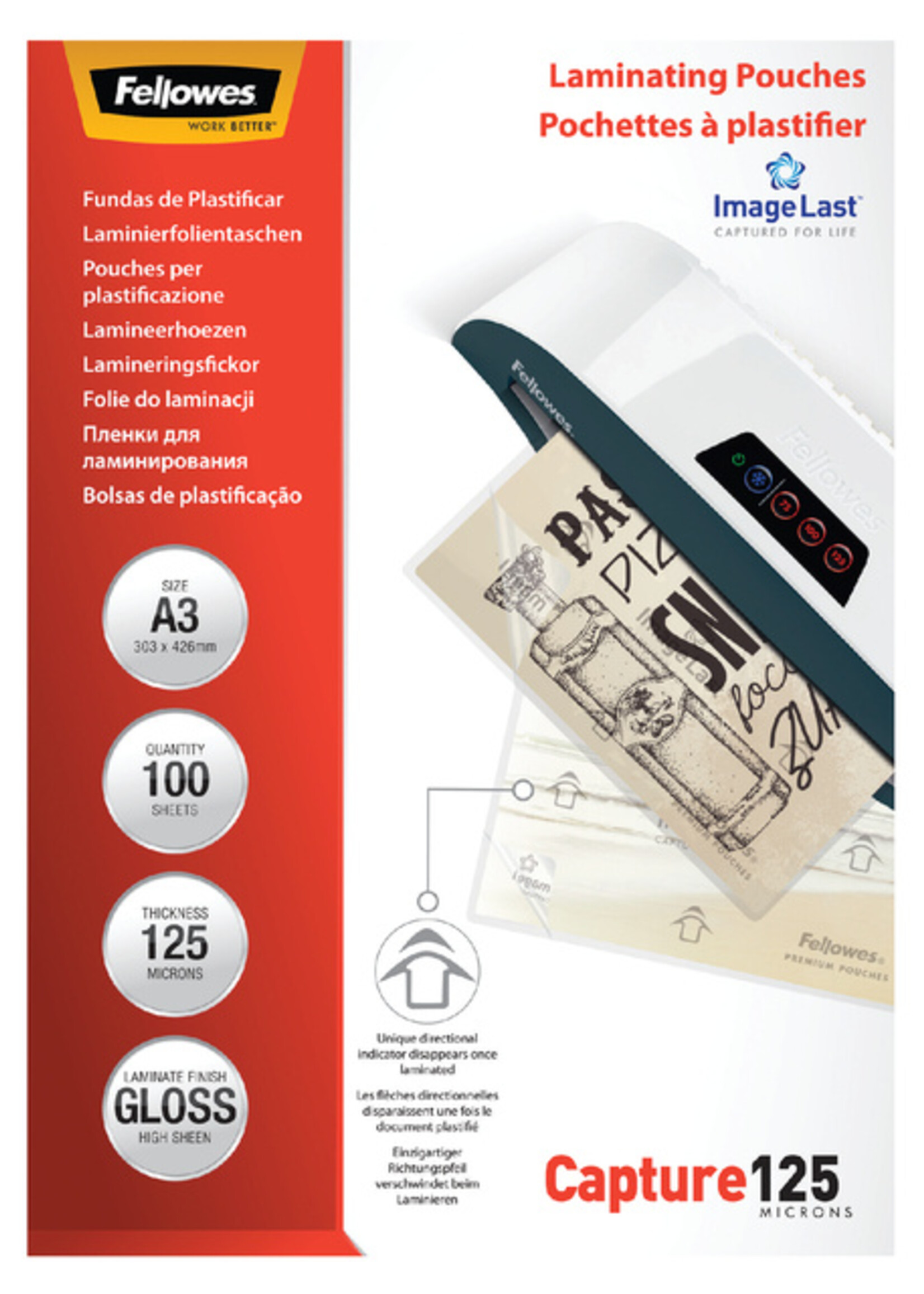 Fellowes Lamineerhoes Fellowes A3 2x125micron 100stuks
