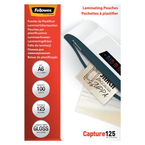 Fellowes Lamineerhoes Fellowes A6 2x125micron 100stuks