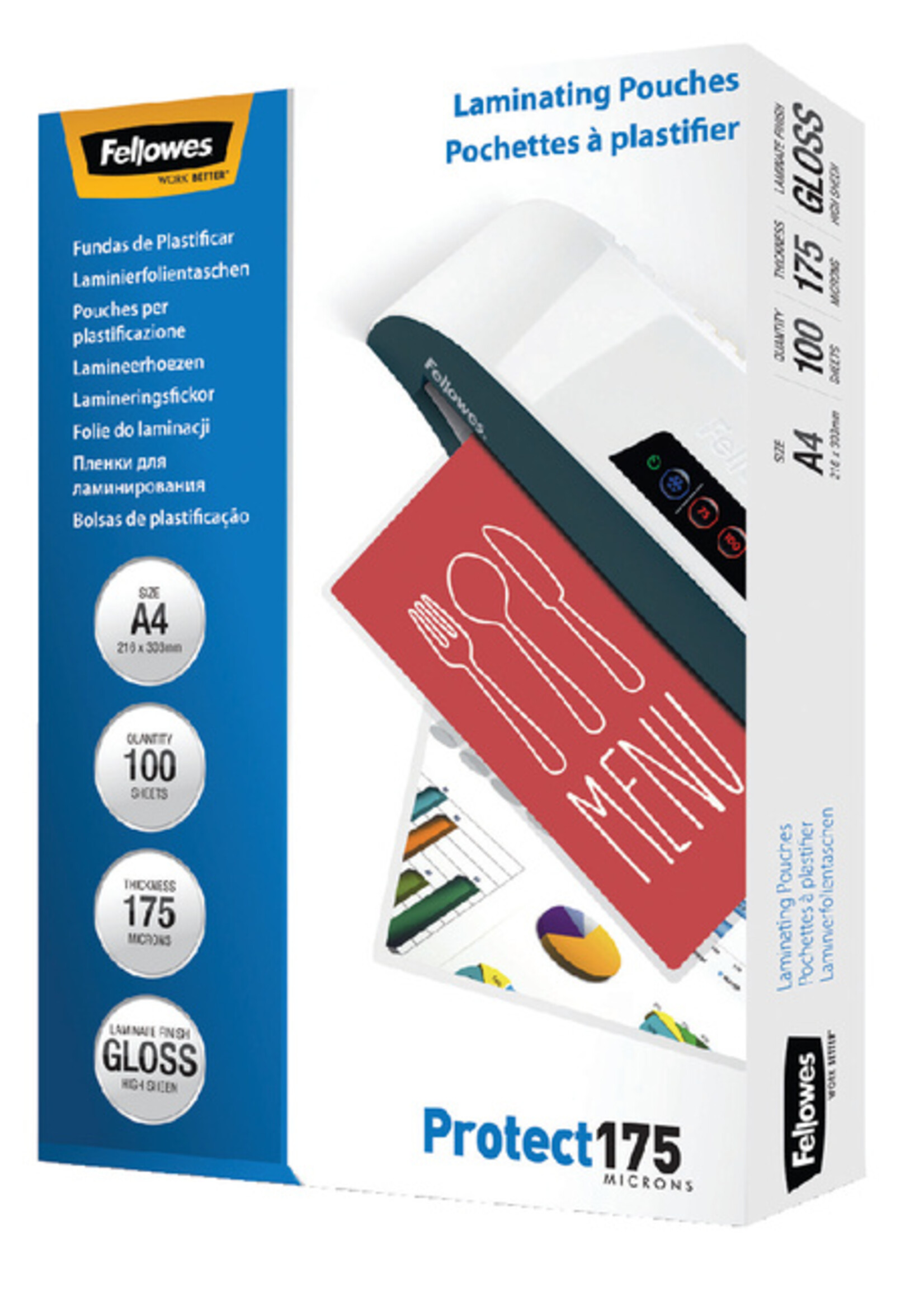Fellowes Pochette de plastification Fellowes A4 2x175micron 100pcs