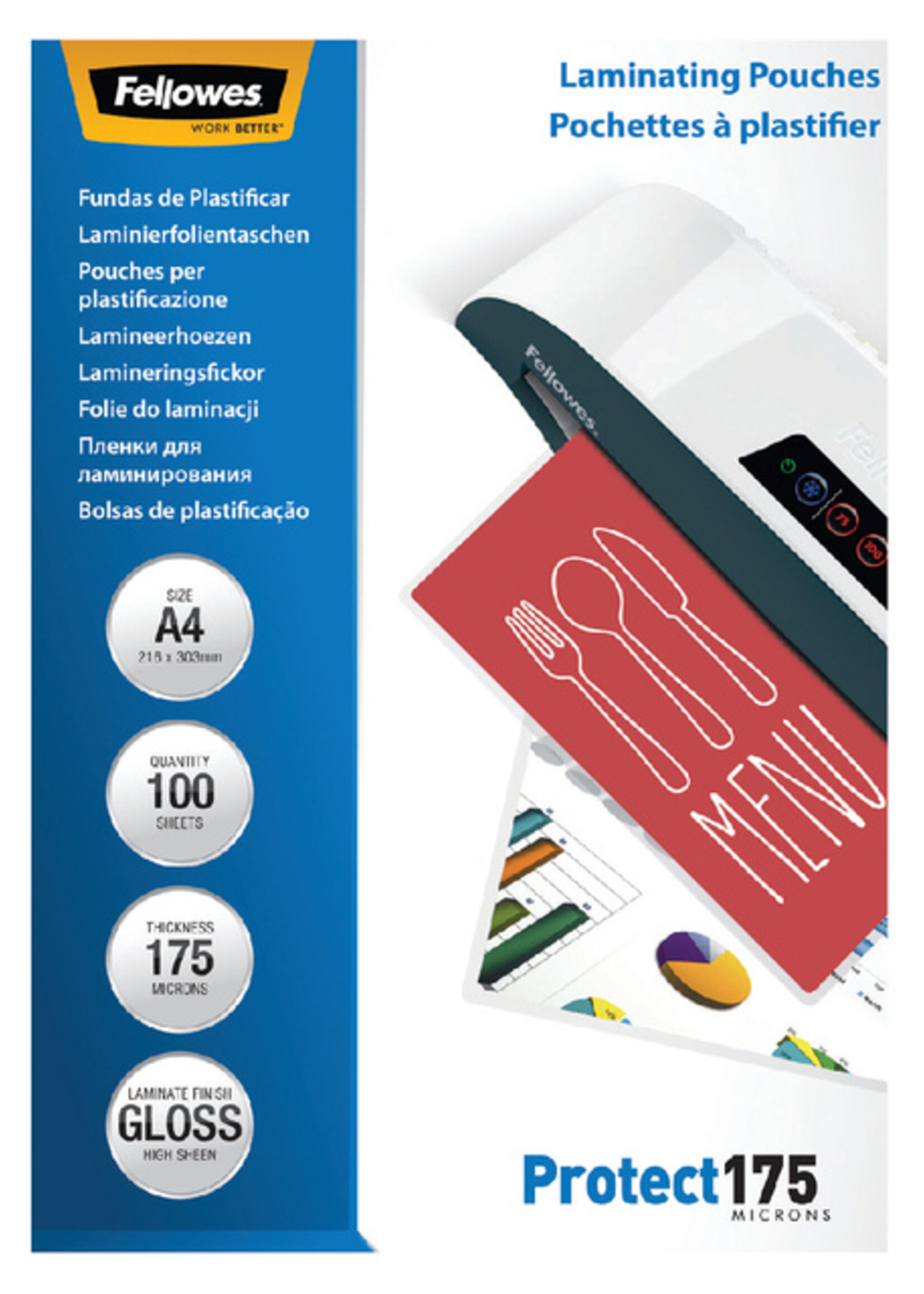 Fellowes Pochette de plastification Fellowes A4 2x175micron 100pcs