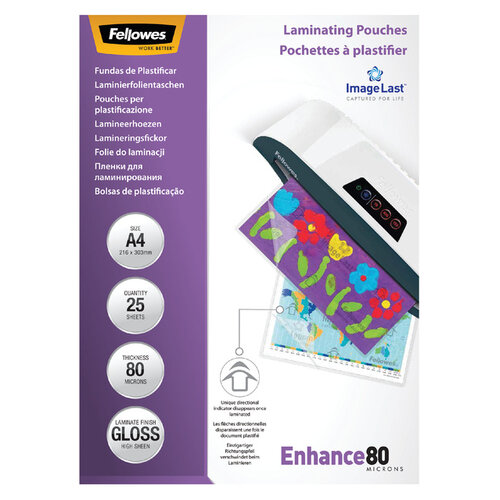 Fellowes Lamineerhoes Fellowes A4 2x80micron 25stuks