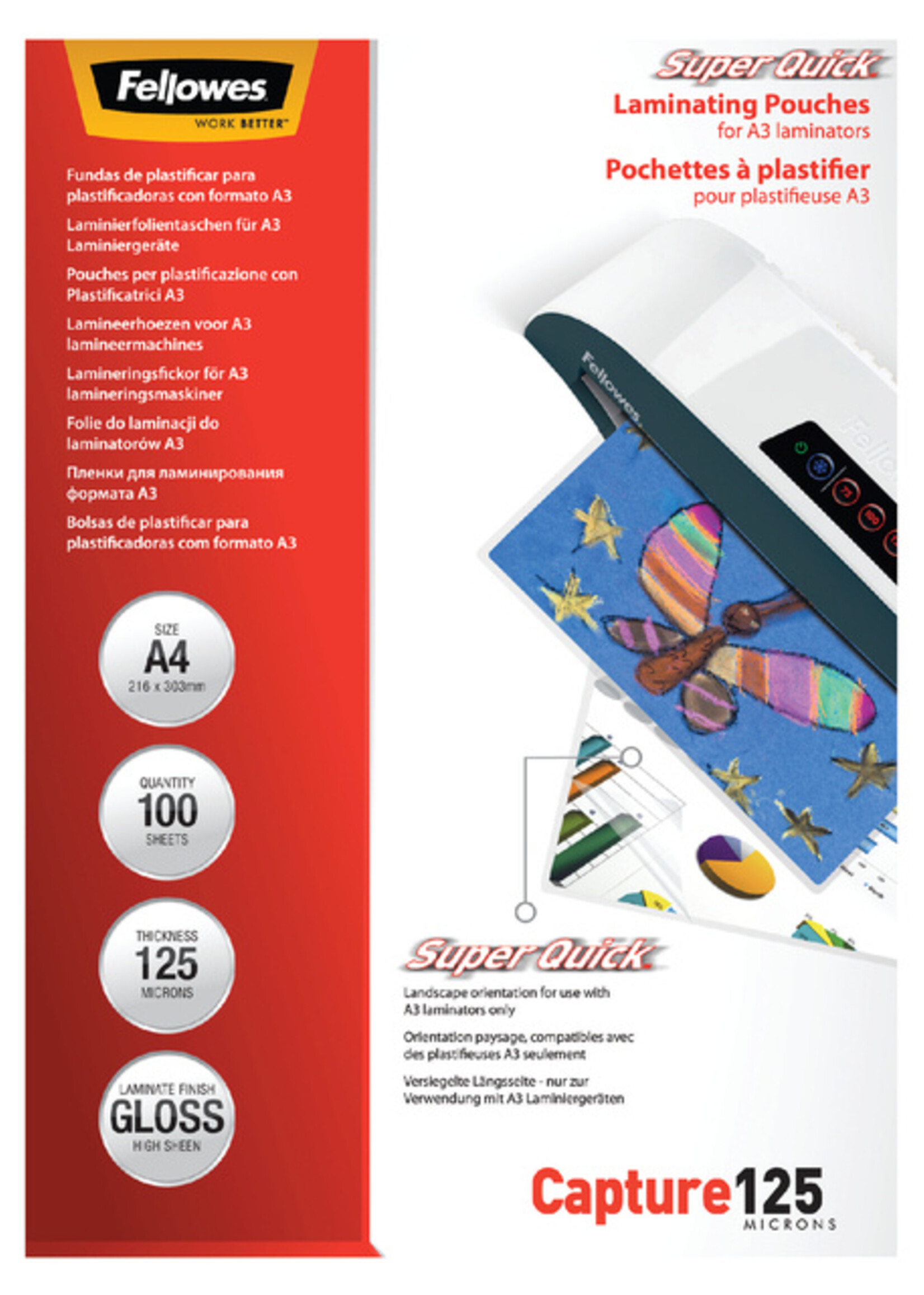 Fellowes Pochette de plastification Fellowes A4 Superquick 2x125mic 100p