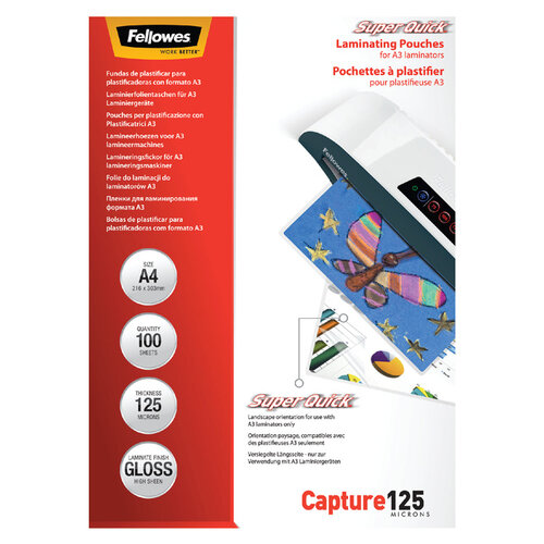 Fellowes Lamineerhoes Fellowes A4 Superquick 2x125micron 100stuks