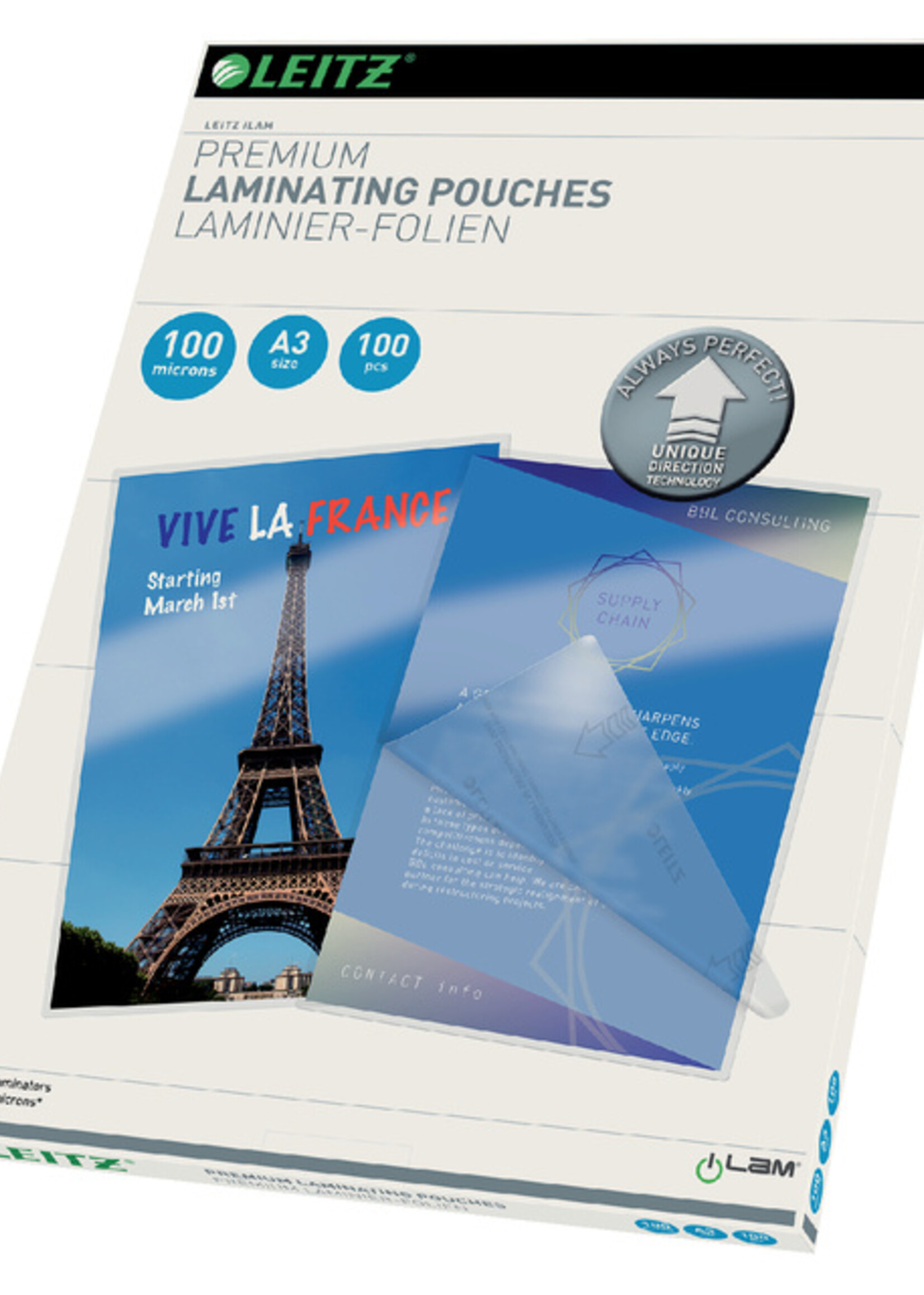 Leitz Pochette de plastification Leitz Ilam A3 2x100mic 100pcs