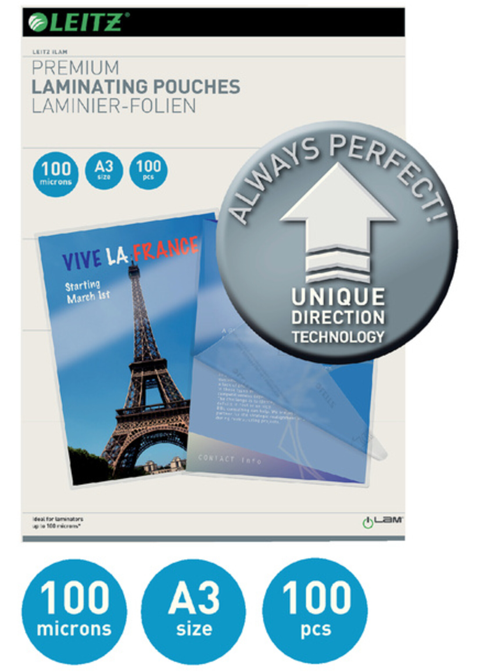 Leitz Pochette de plastification Leitz Ilam A3 2x100mic 100pcs