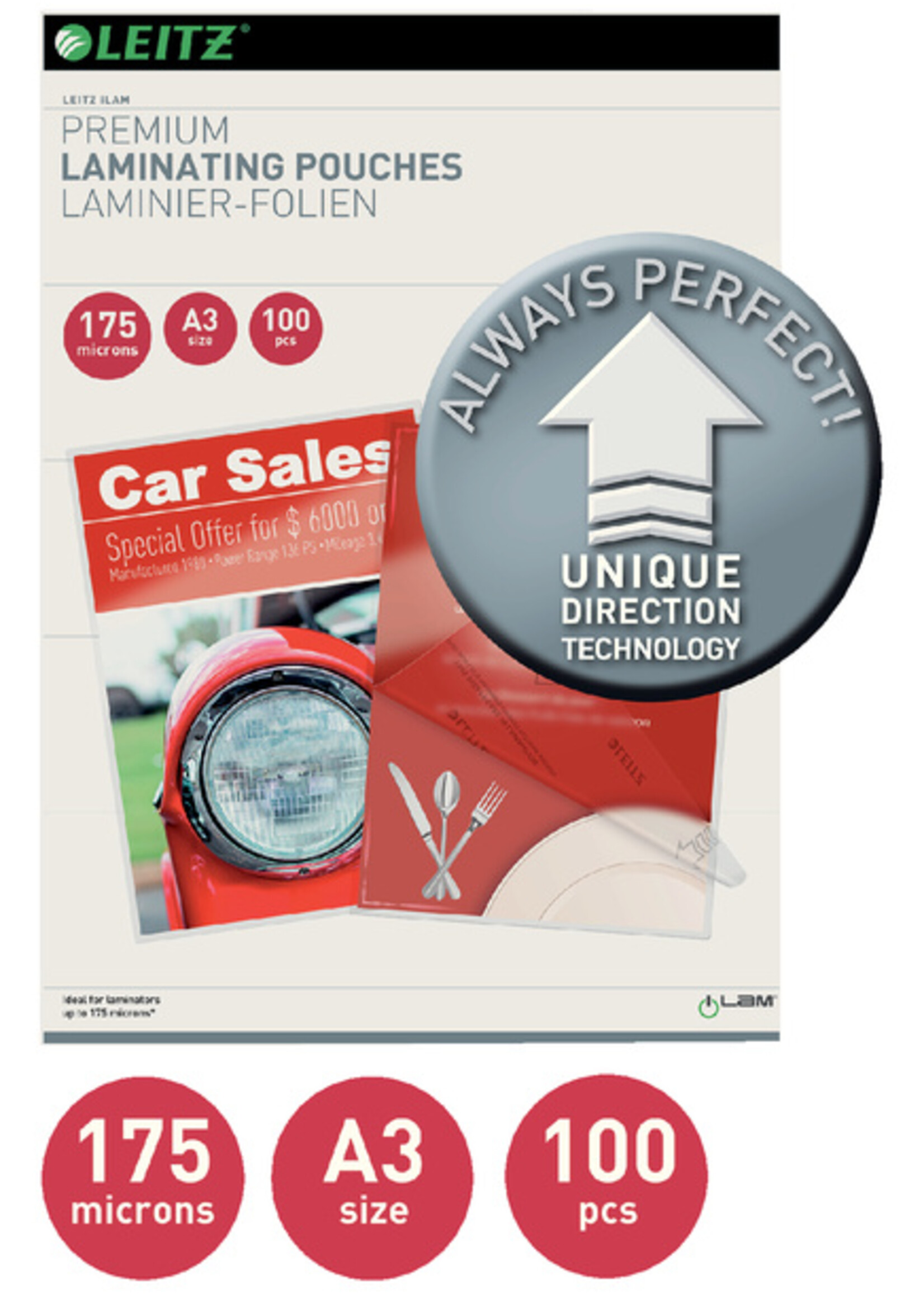 Leitz Lamineerhoes Leitz ILAM A3 2x175micron 100stuks