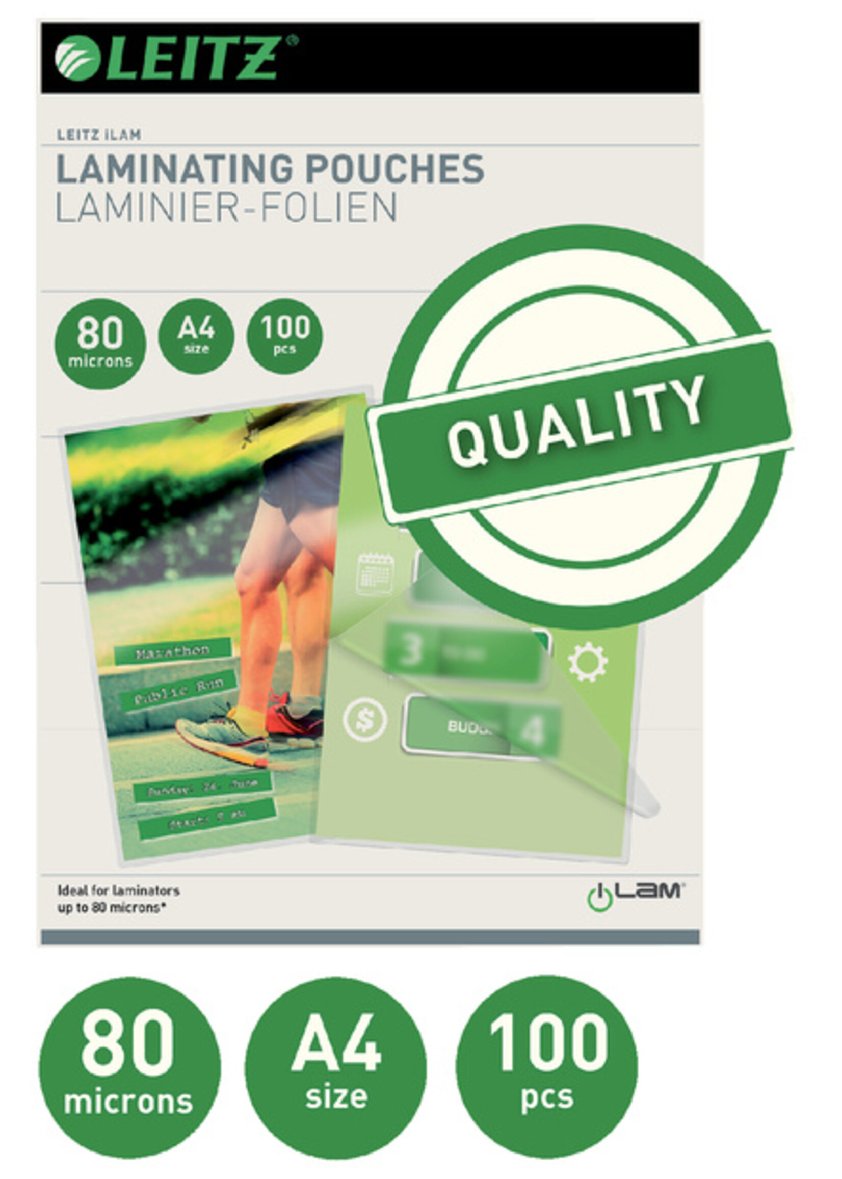 Leitz Pochette de plastification Leitz A4 2x80micron 100pcs