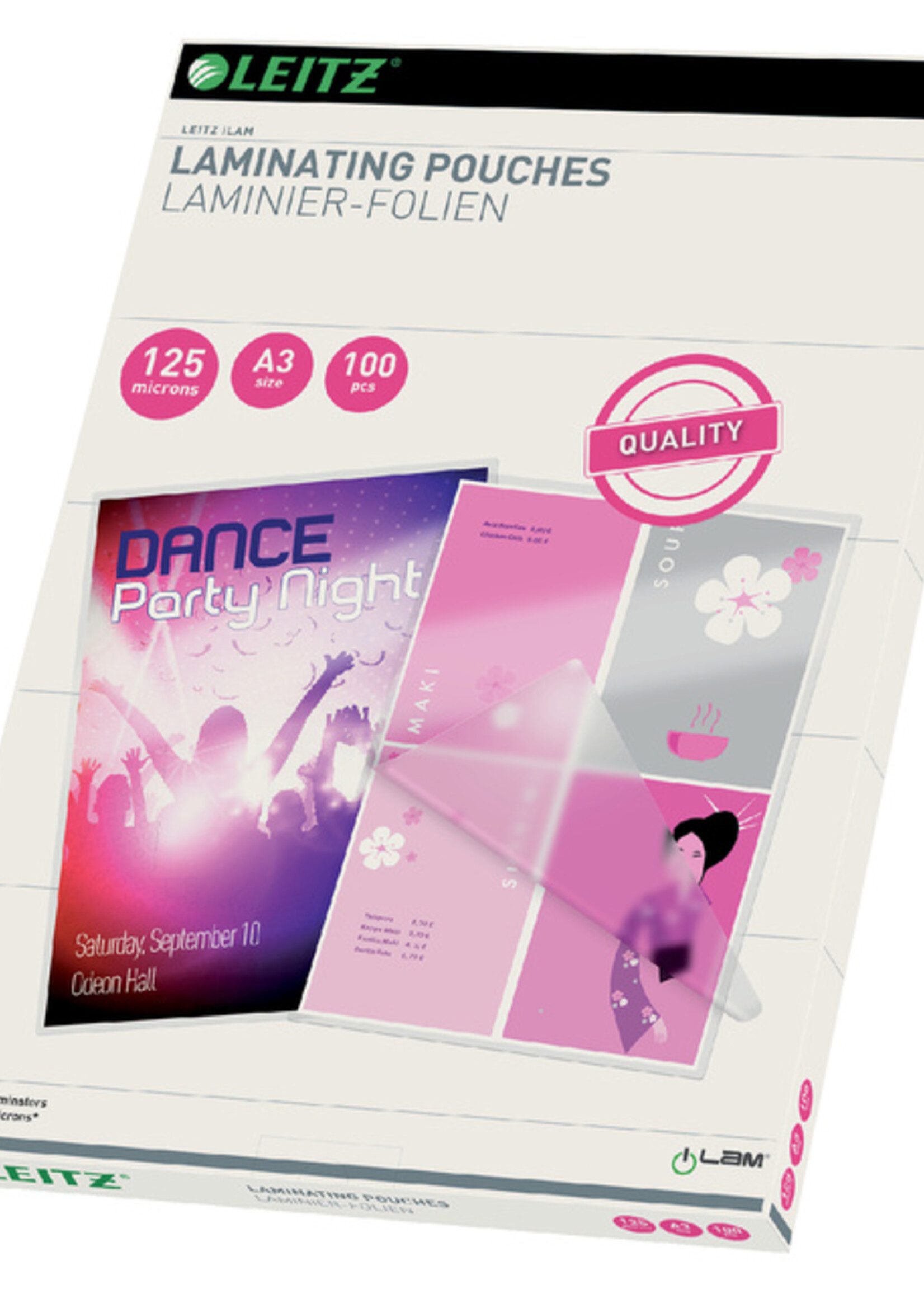 Leitz Pochette de plastification Leitz A3 2x125micron 100pcs