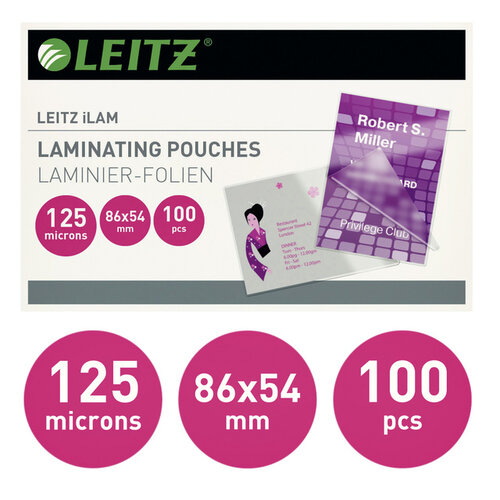 Leitz Pochette de plastification 54x86mm 2x125 micron EVA 100 pièces