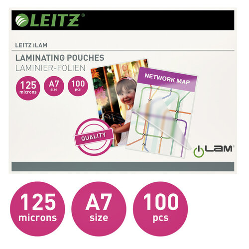 Leitz Pochette de plastification Leitz A7 2x125 micron EVA 100 pièces