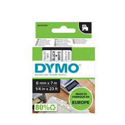 Labeltape Dymo 43613 D1 720780 6mmx7m zwart op wit