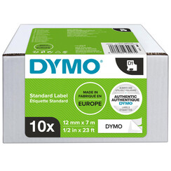 Ruban de lettrage Dymo 45013 D1 12mmx7m noir sur blanc 10 rouleaux