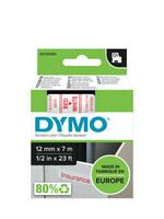 Dymo Labeltape Dymo 45015 D1 720550 12mmx7m rood op wit