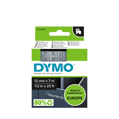 Ruban Dymo 45020 D1 720600 12mmx7m blanc sur transparent