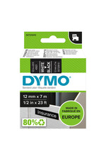 Dymo Labeltape Dymo 45021 D1 720610 12mmx7m wit op zwart