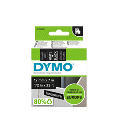 Labeltape Dymo 45021 D1 720610 12mmx7m wit op zwart