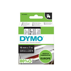 Ruban Dymo 45800 D1 720820 19mmx7m noir sur transparent