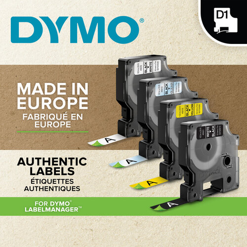 Dymo Labeltape Dymo 45803 D1 19mmx7m zwart op wit 10rol