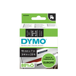 Ruban Dymo 45811 D1 720910 19mmx7m blanc sur noir