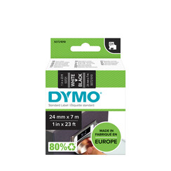 Labeltape Dymo 53721 D1 721010 24mmx7m wit op zwart