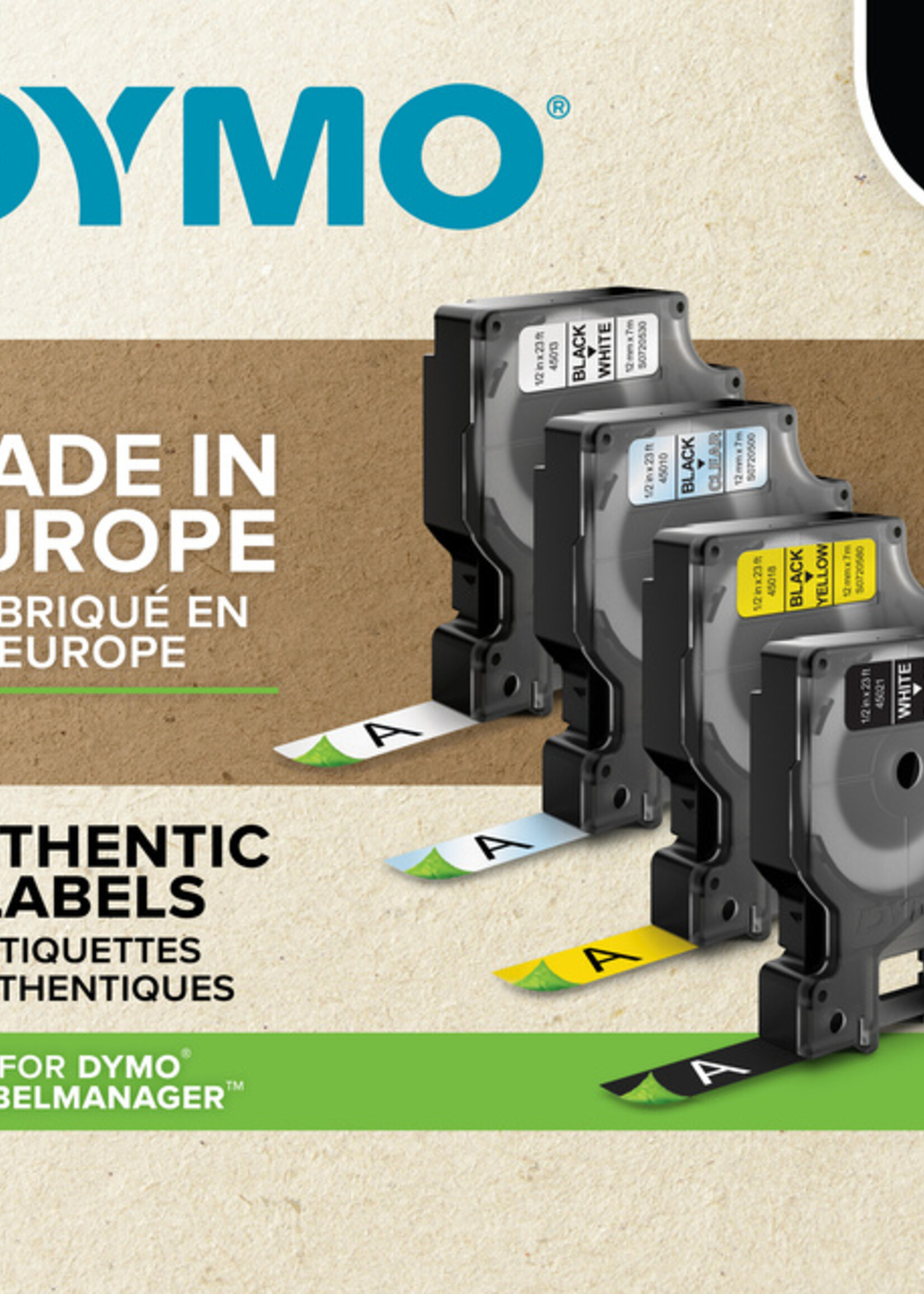 Dymo Labeltape Dymo 16953 D1 718040 12mmx3.5m nylon zwart op wit