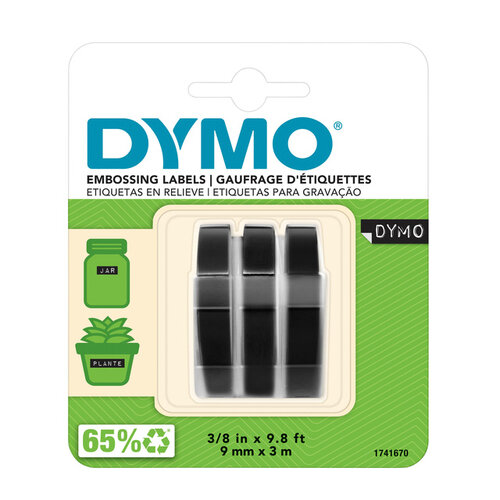 Dymo Ruban Dymo 3D 9mmx3m blanc sur noir blister 3 pièces