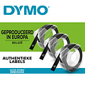 Dymo Labeltape Dymo 3D 9mmx3m  wit op zwart blister à 3 stuks