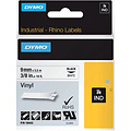 Dymo Labeltape Dymo Rhino 18443 vinyl 9mmx5.5m zwart op wit