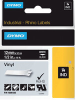 Dymo Ruban Dymo Rhino 18054 vinyl 12mmx5,5m blanc sur noir