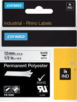 Dymo Labeltape Dymo Rhino 18483 polyester 12mmx5.5m zwart op wt