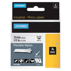 Labeltape Dymo Rhino 18488 nylon 12mmx3.5m zwart op wit