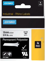 Dymo Labeltape Dymo Rhino 18484 polyester 19mmx5.5m zwart op wt
