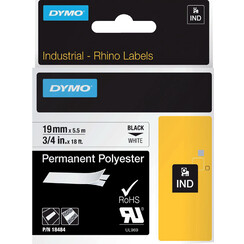 Labeltape Dymo Rhino 18484 polyester 19mmx5.5m zwart op wt