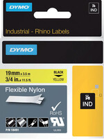 Dymo Labeltape Dymo Rhino 18491 nylon 19mmx3.5m zwart op geel