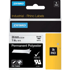 Labeltape Dymo Rhino 1734523 polyester 24mmx5.5m zwart op w