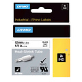 Dymo Labeltape Dymo Rhino 18055 krimpkous 12mmx1.5m zwart op wit