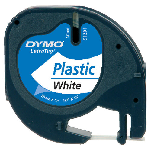 Dymo Ruban Dymo Letratag 91201 plastique 12mm noir sur blanc