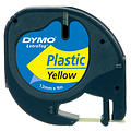 Dymo Labeltape Dymo Letratag 91202 plastic 12mm zwart op geel