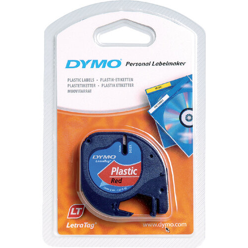 Dymo Ruban Dymo Letratag 91203 plastique 12mm noir sur rouge