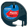 Dymo Labeltape Dymo Letratag 91203 plastic 12mm zwart op rood