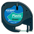 Dymo Labeltape Dymo Letratag 91204 plastic 12mm zwart op groen