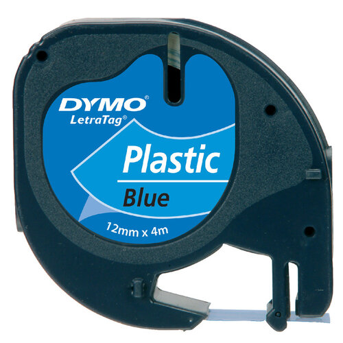 Dymo Labeltape Dymo Letratag 91205 plasticl12mm zwart op blauw