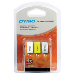 Labeltape Dymo Letratag 91240 3-pack assorti