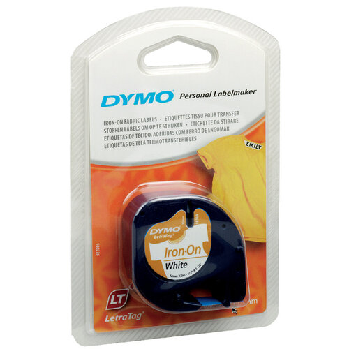 Dymo Labeltape Dymo Letratag 18769 strijkbaar 12mm zwart op wit