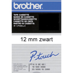 Labeltape Brother P-touch TC-201 12mm zwart op wit