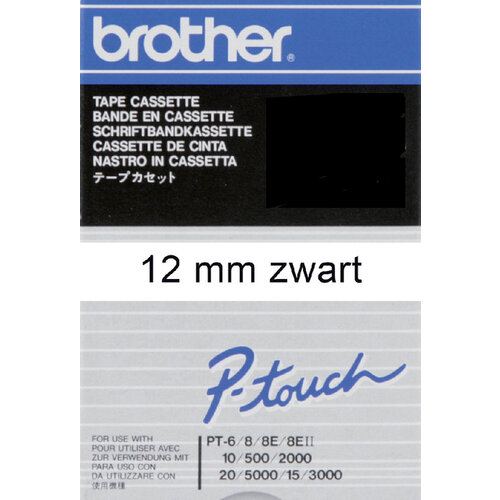 Brother Ruban Brother P-Touch TC201 12mm noir sur blanc