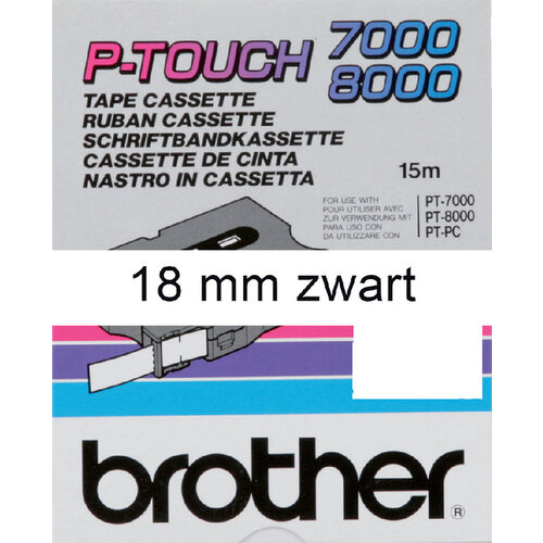 Brother Labeltape Brother P-touch TX-241 18mm zwart op wit