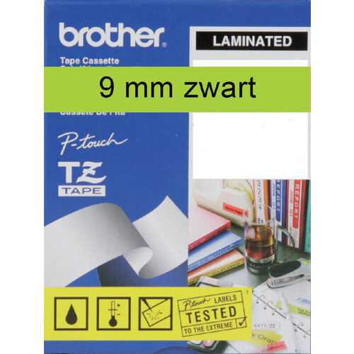 Brother Labeltape Brother P-touch TZE-721 9mm zwart op groen