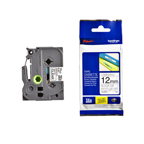 Brother Ruban cassette Brother P-Touch TZE-M31 12mm noir sur transparent mat