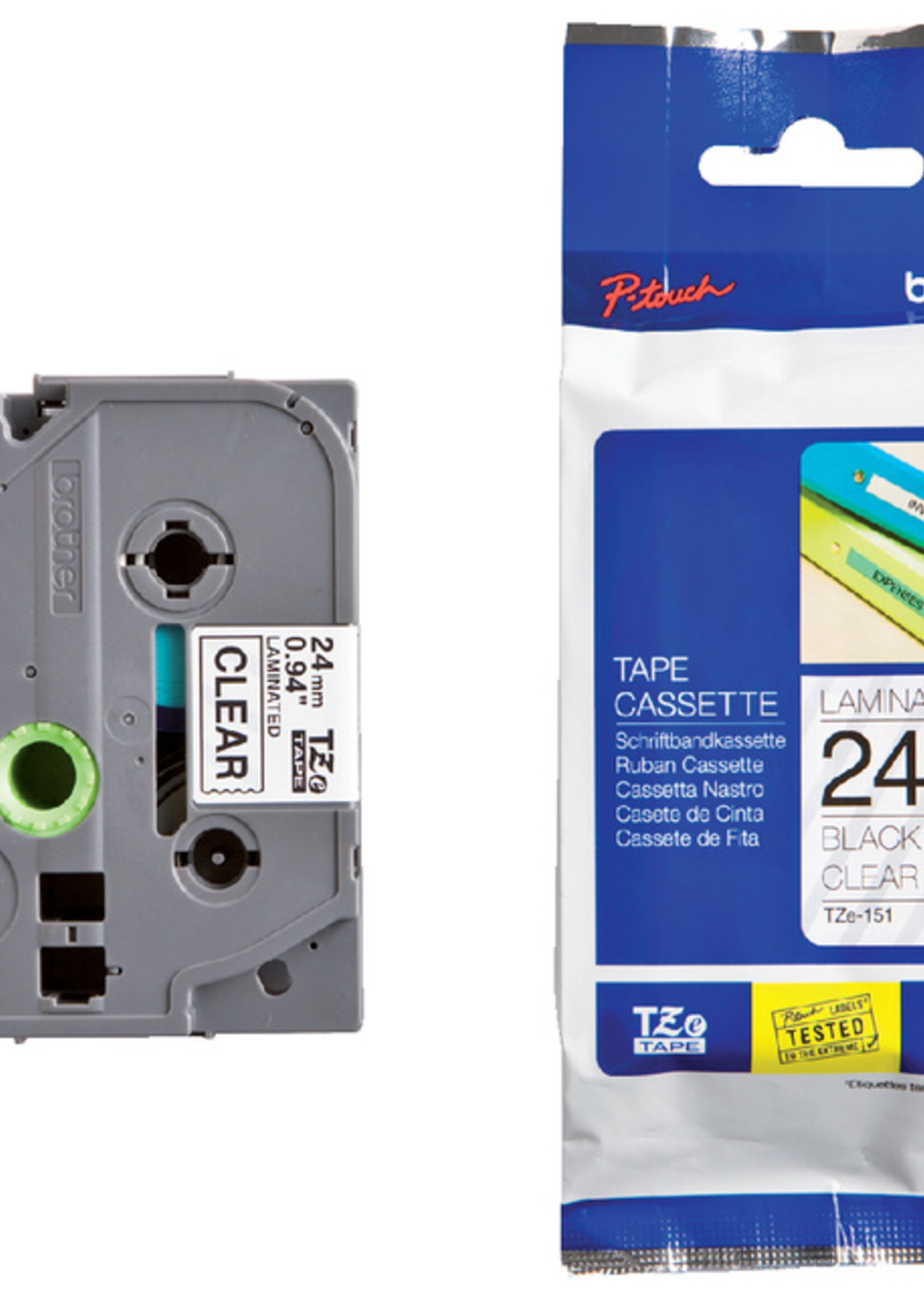 Brother Labeltape Brother P-touch TZE-151 24mm zwart op transparant